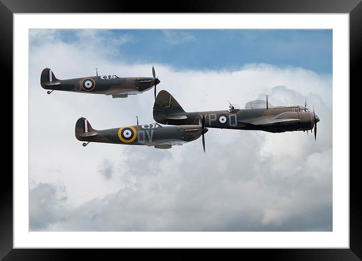 Spitfires and Bristol Blenheim Framed Mounted Print by J Biggadike