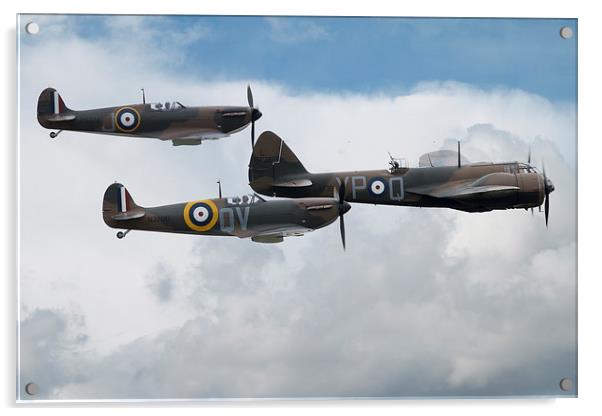 Spitfires and Bristol Blenheim Acrylic by J Biggadike