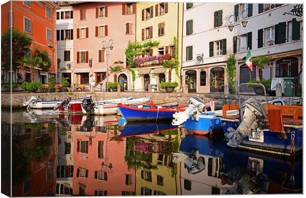 Limone, Lake Garda and the Old Port  Canvas Print by Jonathan Evans
