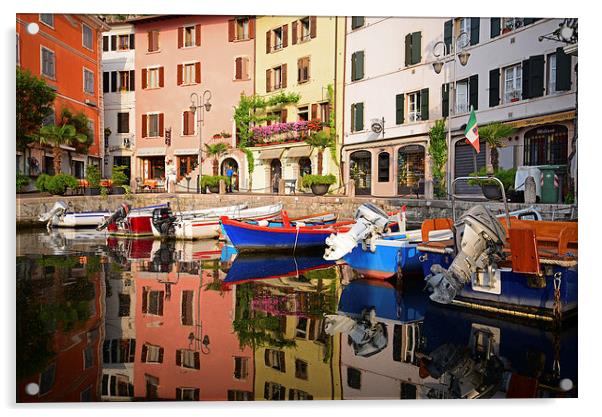 Limone, Lake Garda and the Old Port  Acrylic by Jonathan Evans
