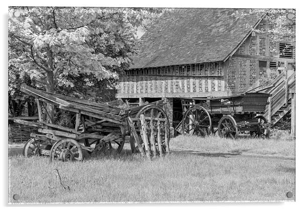 Old farm Wagons  Acrylic by Tina Fry