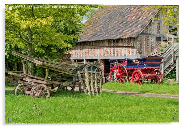  Old farm carts Acrylic by Tina Fry