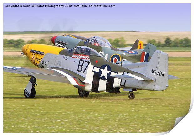 Mustang Scramble - Duxford Print by Colin Williams Photography