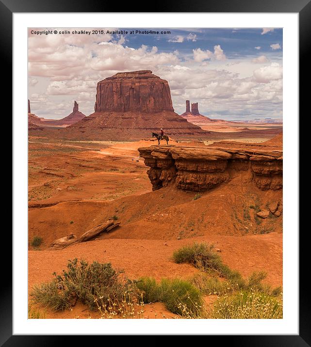  A Lone Horseman in Monument Valley, USA Framed Mounted Print by colin chalkley