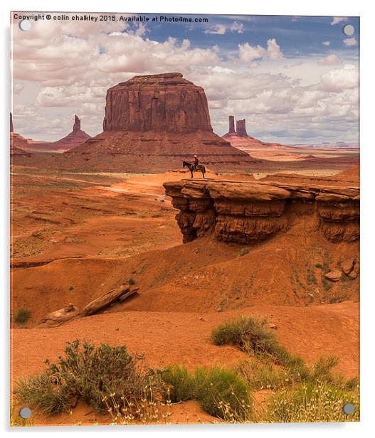  A Lone Horseman in Monument Valley, USA Acrylic by colin chalkley