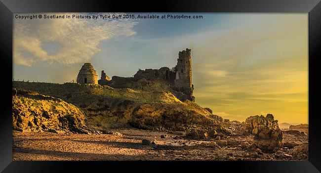  Sunset Over Dunure Castle Ayrshire Framed Print by Tylie Duff Photo Art