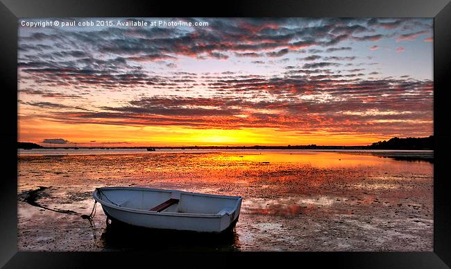  Sunset moored. Framed Print by paul cobb