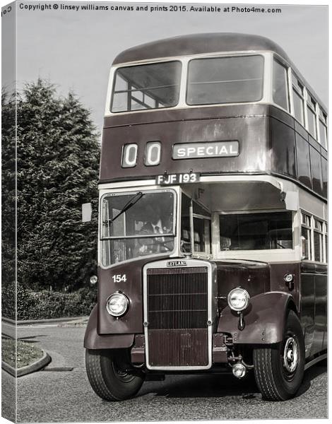 A 1950 Leicester City Double Decker Bus  Canvas Print by Linsey Williams