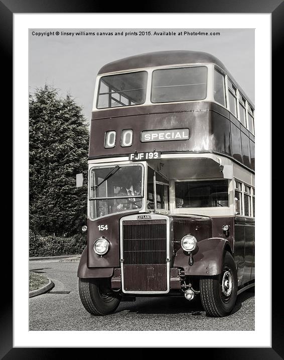 A 1950 Leicester City Double Decker Bus  Framed Mounted Print by Linsey Williams