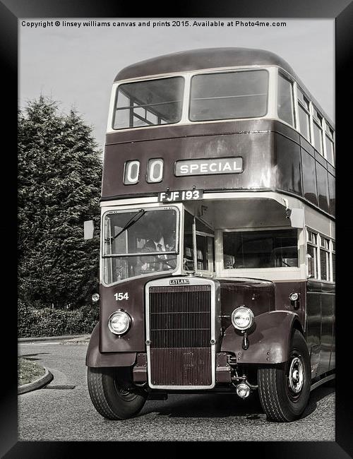 A 1950 Leicester City Double Decker Bus  Framed Print by Linsey Williams