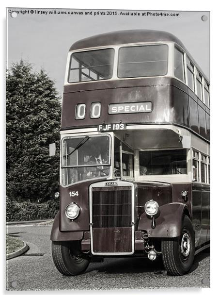 A 1950 Leicester City Double Decker Bus  Acrylic by Linsey Williams