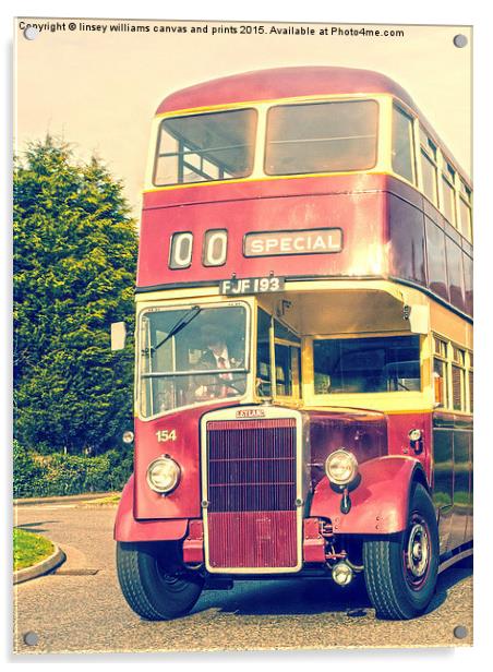 A 1950 Leicester City Double Decker Bus 2 Acrylic by Linsey Williams