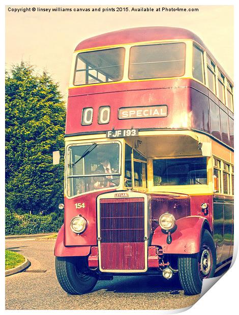A 1950 Leicester City Double Decker Bus 2 Print by Linsey Williams