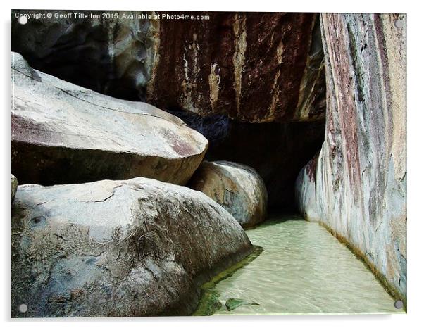 Caves leading to Devil's Bay.  Acrylic by Geoff Titterton