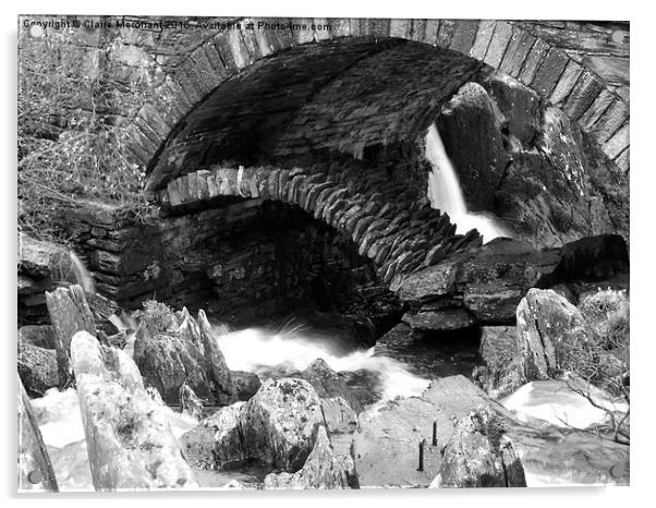  Old & New Bridges - Ogwen Falls Acrylic by Claire Merchant