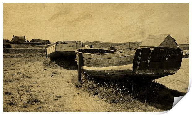 Old Boats at Meneham Print by Ade Robbins