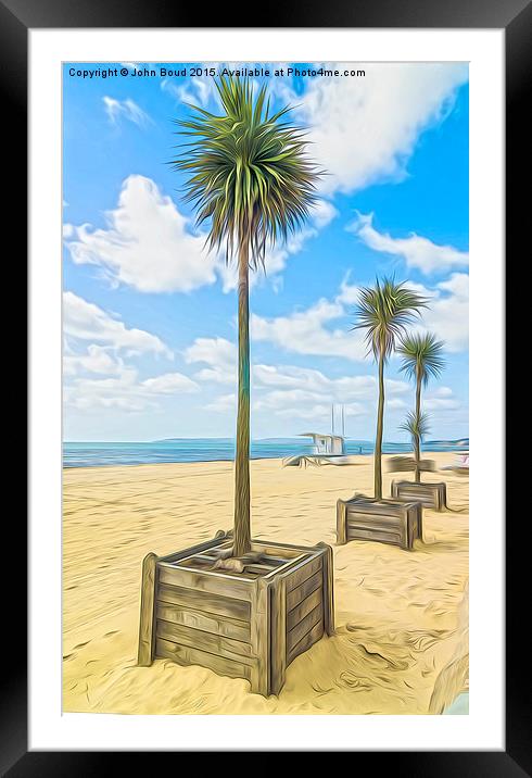  Palm trees on the beach at Bournemouth Framed Mounted Print by John Boud