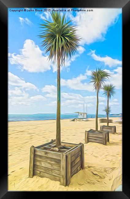  Palm trees on the beach at Bournemouth Framed Print by John Boud