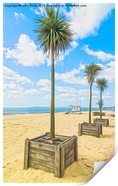  Palm trees on the beach at Bournemouth Print by John Boud