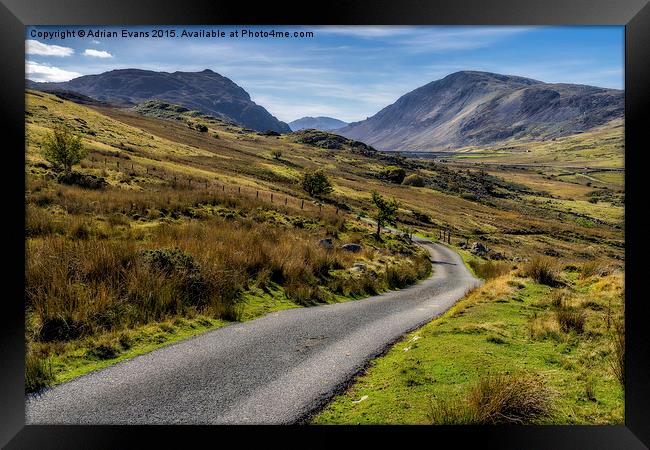 The Road To llyn Cowlyd Reservoir  Framed Print by Adrian Evans