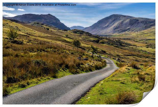The Road To llyn Cowlyd Reservoir  Print by Adrian Evans