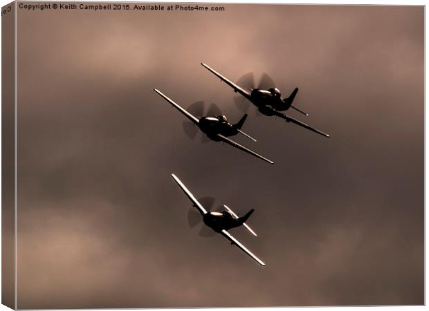  P-51 Mustang Trio Canvas Print by Keith Campbell