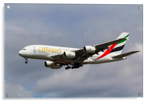 Emirates Airlines A380 Acrylic by David Pyatt