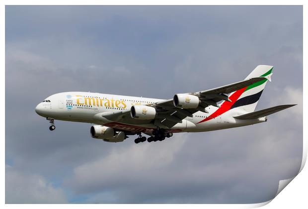 Emirates Airlines A380 Print by David Pyatt