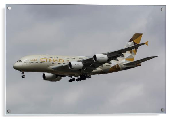 Etihad Airbus A380 Acrylic by David Pyatt