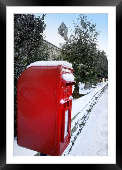 A snowy pillar box Framed Mounted Print by Pete Holloway