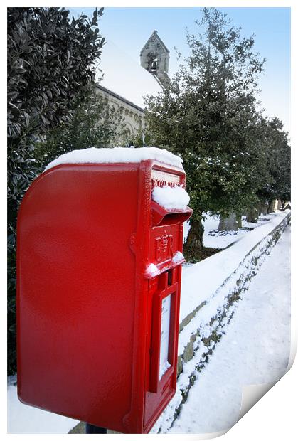A snowy pillar box Print by Pete Holloway