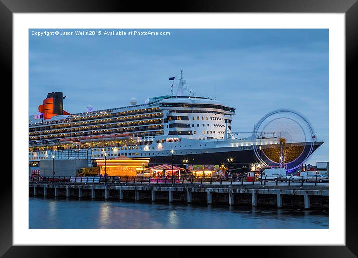  Spinning wheels in front of the QM2 Framed Mounted Print by Jason Wells