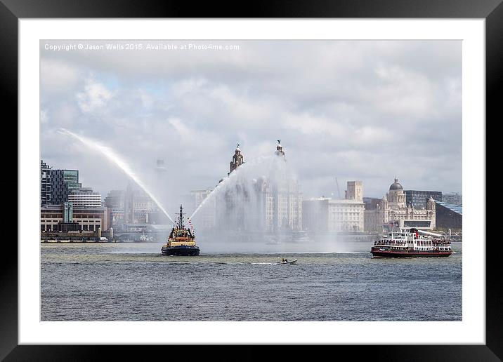  Fire boat spraying water Framed Mounted Print by Jason Wells