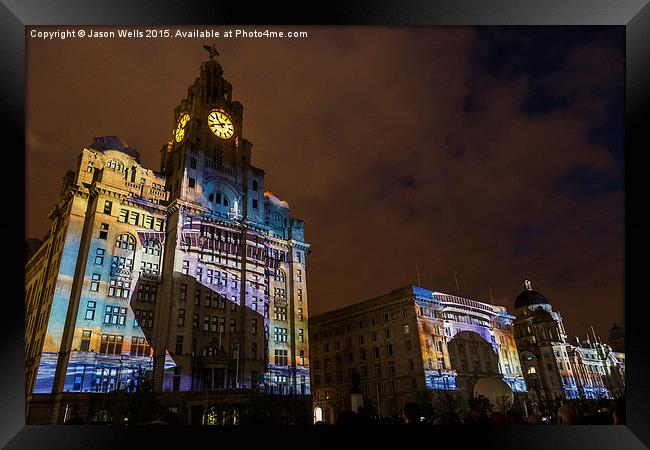  Light projections on the Three Graces Framed Print by Jason Wells