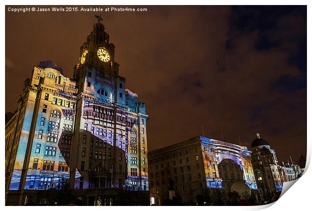  Light projections on the Three Graces Print by Jason Wells