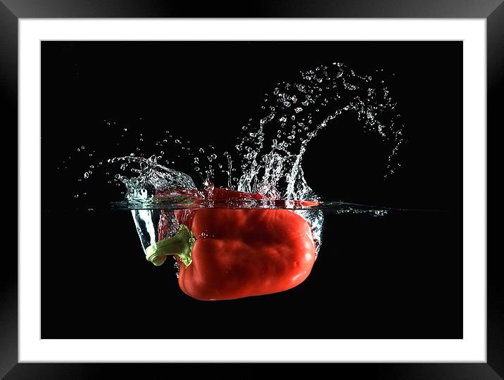 Red Pepper Slash Framed Mounted Print by Mark Squirrel