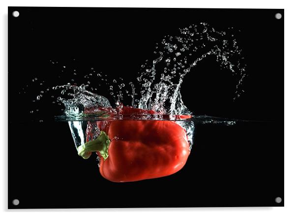 Red Pepper Slash Acrylic by Mark Squirrel