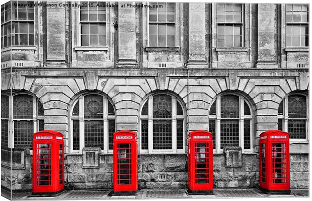  Red Telephone Boxes Canvas Print by Jason Connolly