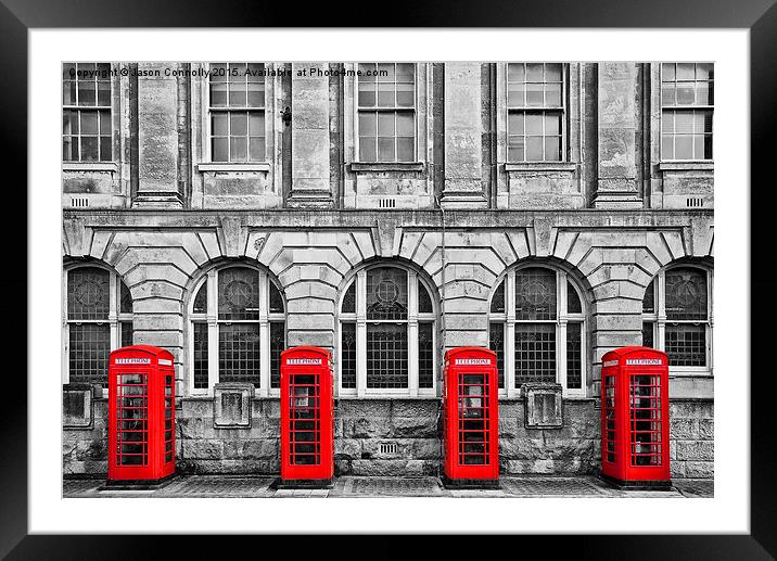  Red Telephone Boxes Framed Mounted Print by Jason Connolly