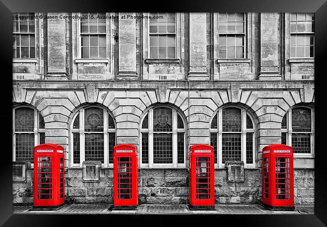  Red Telephone Boxes Framed Print by Jason Connolly