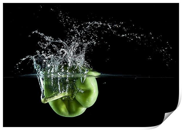 Green Pepper Splash. Print by Mark Squirrel