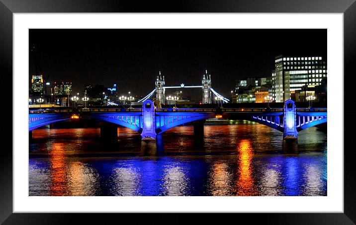  TOWER BRIDGE BY NIGHT 2 Framed Mounted Print by radoslav rundic