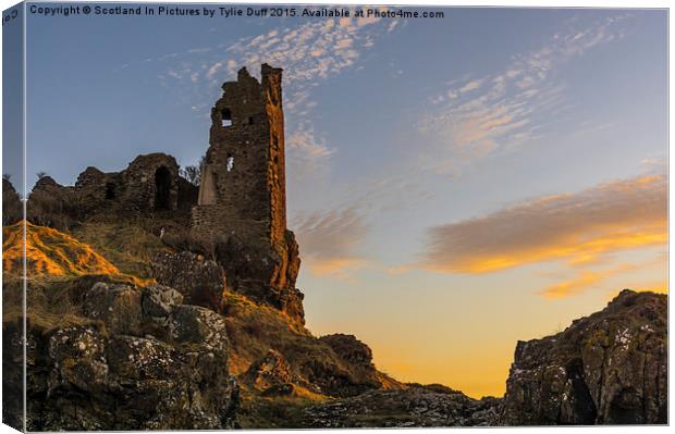  Sunset Over Dunure Castle Canvas Print by Tylie Duff Photo Art