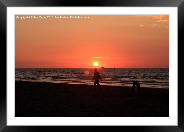  The Beach At Sunset  Framed Mounted Print by Aidan Moran