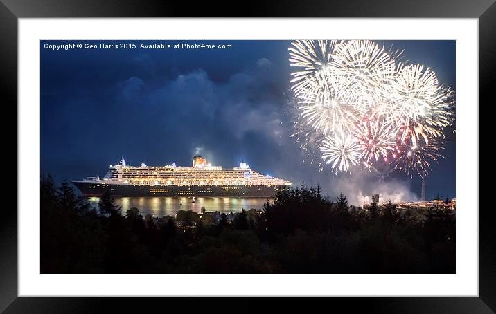  Queen Mary 2 Framed Mounted Print by Geo Harris