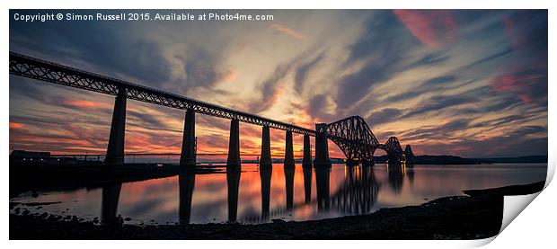  Forth Bridge Sunset Print by Simon Russell