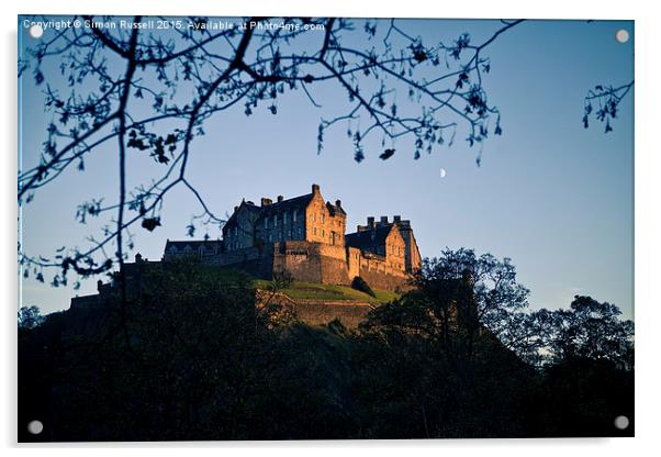  Edinburgh Castle Winter Sun Acrylic by Simon Russell