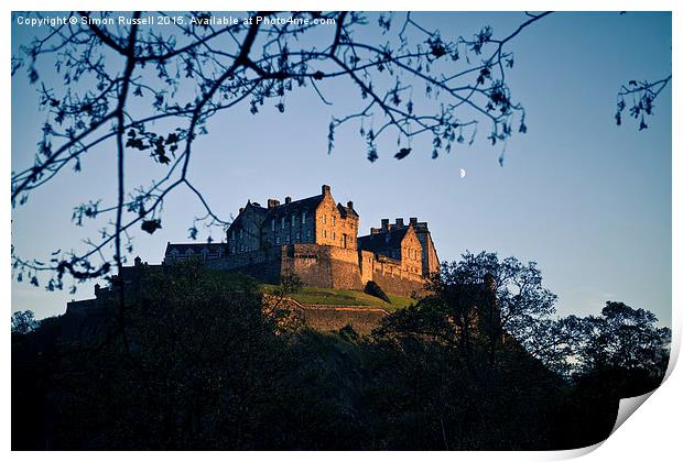  Edinburgh Castle Winter Sun Print by Simon Russell