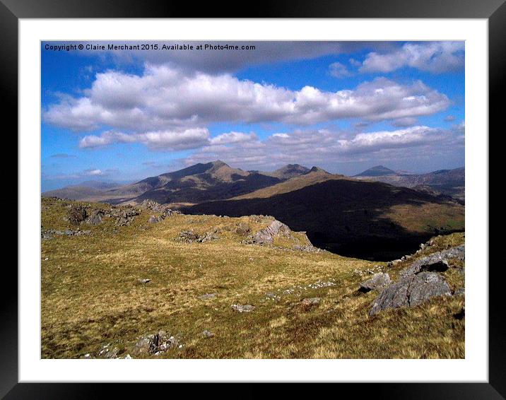 Snowdon in shadows Framed Mounted Print by Claire Merchant