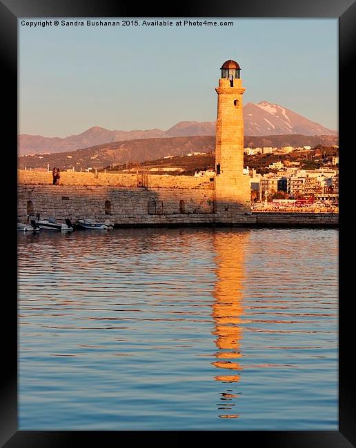  Réthymno Lighthouse Crete Framed Print by Sandra Buchanan